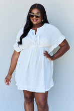 Load image into Gallery viewer, Ninexis Out Of Time Ruffle Hem Dress with Drawstring Waistband in White