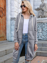 Load image into Gallery viewer, Zip-Up Longline Hoodie with Pockets