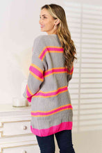 Load image into Gallery viewer, Woven Right Pink and Gray Ribbed Long Sleeve Cardigan