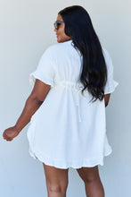 Load image into Gallery viewer, Ninexis Out Of Time Ruffle Hem Dress with Drawstring Waistband in White