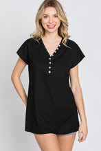 Load image into Gallery viewer, Heimish Full Size Front Button V-Neck Short Sleeve T-Shirt