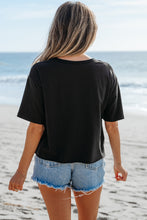 Load image into Gallery viewer, Black Checkerboard Peace Sign Printed Round Neck T Shirt
