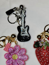 Load image into Gallery viewer, Rhinestone Puffy Keychains - Strawberry, Cherry, American Star
