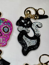 Load image into Gallery viewer, Rhinestone Puffy Keychains - Owl, Pink/Red Skull, Cat
