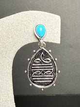 Load image into Gallery viewer, Boot Stitch Teardrop Earrings with Faux Turquoise Accent
