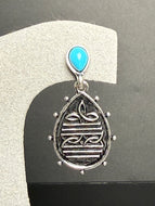 Boot Stitch Teardrop Earrings with Faux Turquoise Accent