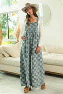 Vintage Wash Checkered Wide Leg Overalls by BiBi