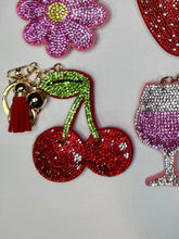 Load image into Gallery viewer, Rhinestone Puffy Keychains - Strawberry, Cherry, American Star
