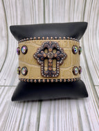 Copper Cross Cuff Bracelet - Tan