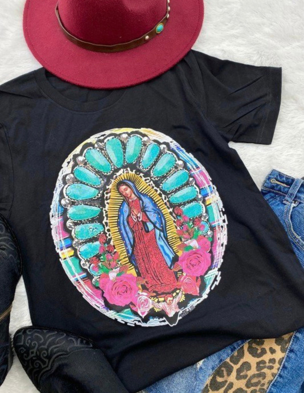 Virgin Mary Graphic T-Shirt - Black