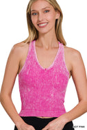 Cropped Tank Top with Padded Bra by Zenana