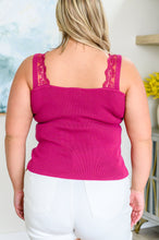 Load image into Gallery viewer, I Can Love You Better Lace Trim Tank in Berry
