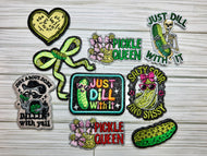 Assorted Dill Pickle Iron on Patches