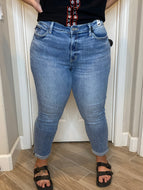 Judy Blue Mid Rise Non-Distressed Boyfriend Jeans