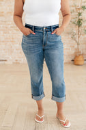Judy Blue Laura Mid Rise Cuffed Skinny Capri Jeans