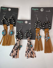 Load image into Gallery viewer, Fringe Earrings with Cactus or Concho Charm
