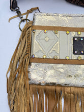 Load image into Gallery viewer, Maxine Upcycled Crossbody Leather Bag with Crystal Rivets and Fringe - Keep It Gypsy
