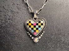 Load image into Gallery viewer, Multi-Color Checker Heart Necklace with Extender
