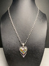 Load image into Gallery viewer, Multi-Color Checker Heart Necklace with Extender

