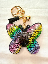 Load image into Gallery viewer, Bling Bag Charm Keychains - Roses and Butterflies
