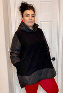 Vanessa Quilted Pullover Hoodie - Black