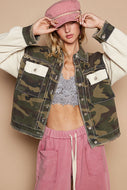 POL Camo Jacket with Thermal Sleeves and Embroidered Detail