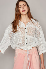 Load image into Gallery viewer, Oversized Short Sleeve Button Up Lace Top by POL - White, Women&#39;s
