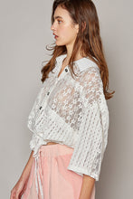 Load image into Gallery viewer, Oversized Short Sleeve Button Up Lace Top by POL - White, Women&#39;s
