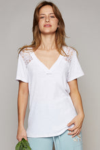 Load image into Gallery viewer, POL White Tee with Lace Details
