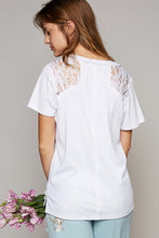 Load image into Gallery viewer, POL White Tee with Lace Details
