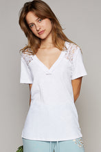 Load image into Gallery viewer, POL White Tee with Lace Details

