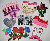 Mama, Cheer Mom, Roses, Chenille and Sequins Iron on Patches