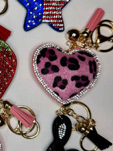 Load image into Gallery viewer, Rhinestone Puffy Keychains - Strawberry, Cherry, American Star
