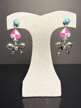 Load image into Gallery viewer, Pink and White Spade with Bow Earrings

