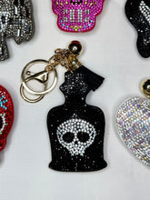 Load image into Gallery viewer, Rhinestone Puffy Keychains - Owl, Pink/Red Skull, Cat

