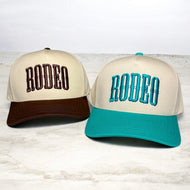 RODEO Canvas Hat by C.C. - Brown and Turquoise