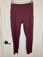 Rae Mode Burgundy Seamless Leggings with High Waist and Pockets - Curvy