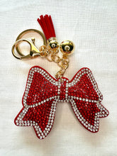 Load image into Gallery viewer, Bling Bag Charm Keychains - Flags and Bows
