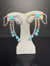 Load image into Gallery viewer, Crystal Bow with Faux Turquoise Earrings
