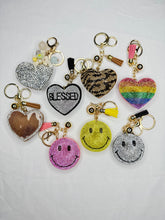 Load image into Gallery viewer, Rhinestone Puffy Keychains - Hearts and Smiles
