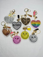 Rhinestone Puffy Keychains - Hearts and Smiles