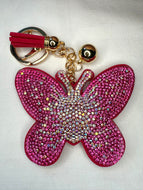 Bling Bag Charm Keychains - Roses and Butterflies