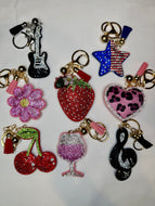 Rhinestone Puffy Keychains - Strawberry, Cherry, American Star