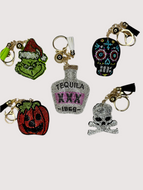Rhinestone Puffy Keychains - Grinch and Skulls