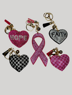 Rhinestone Puffy Keychains - Hope, Faith, Ribbon