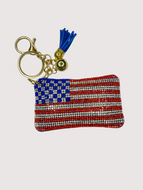 Bling Bag Charm Keychains - Flags and Bows