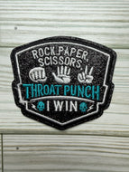 Rock Paper Scissors Throat Punch I Win - Iron on Patch
