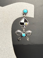 Black and White Spade with Bow Earrings