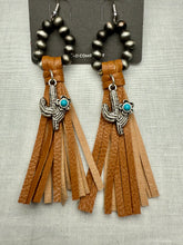 Load image into Gallery viewer, Fringe Earrings with Cactus or Concho Charm
