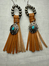 Load image into Gallery viewer, Fringe Earrings with Cactus or Concho Charm
